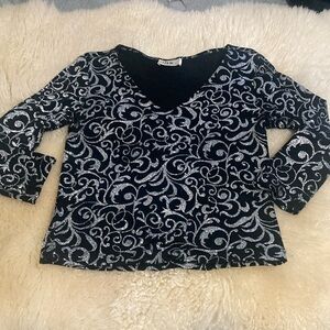 Black with silver glitter like design top
